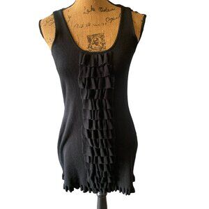 🍒 2/$20 🍒 Black Sleeveless Short Knit INC Dress with Ruffled Front sz M